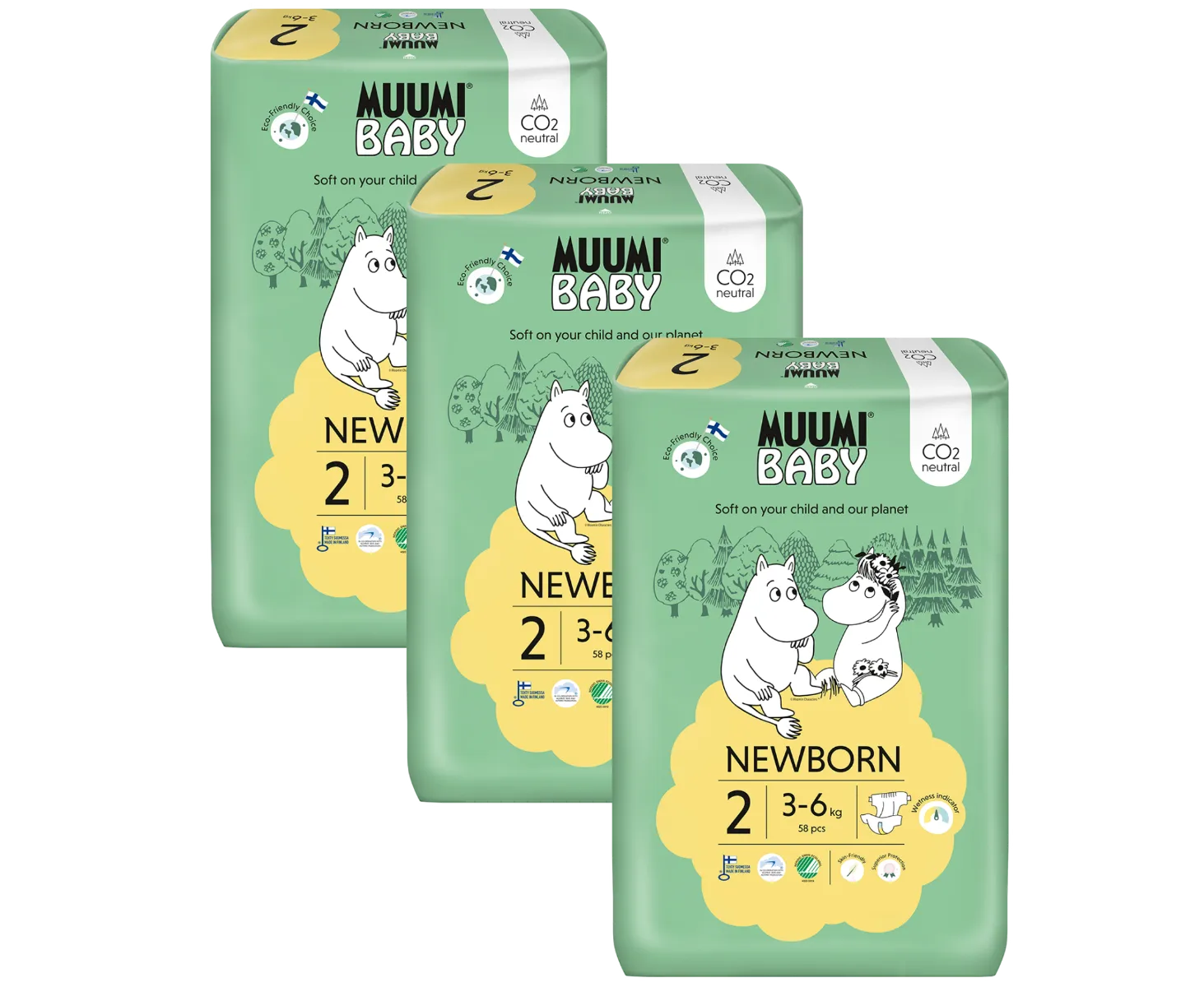 Muumi Baby 2 Newborn 3–6 kg eko pleny 174 ks