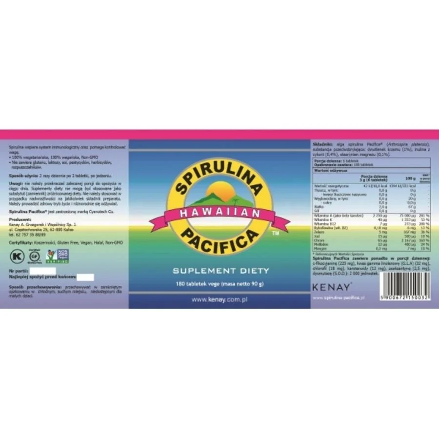 Kenay Spirulina pacifica 180 tablet