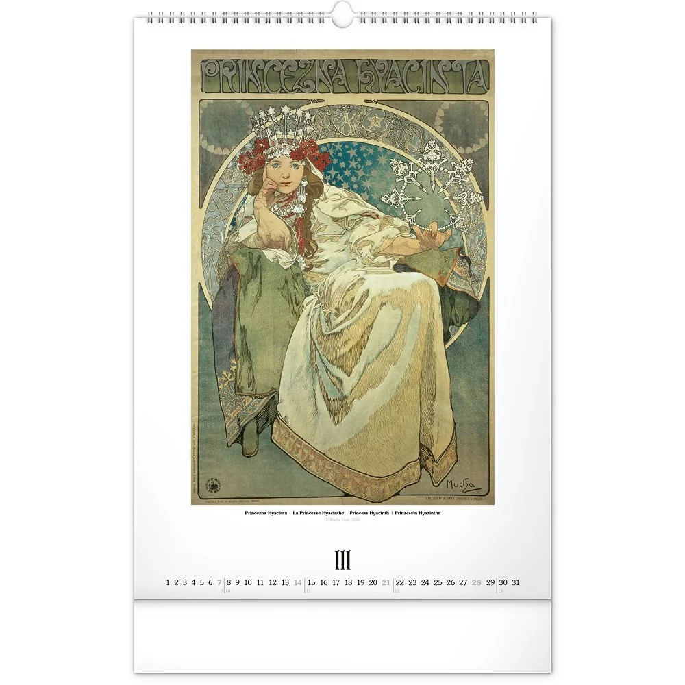 NOTIQUE Nástěnný kalendář Alfons Mucha 2027 33 × 46 cm