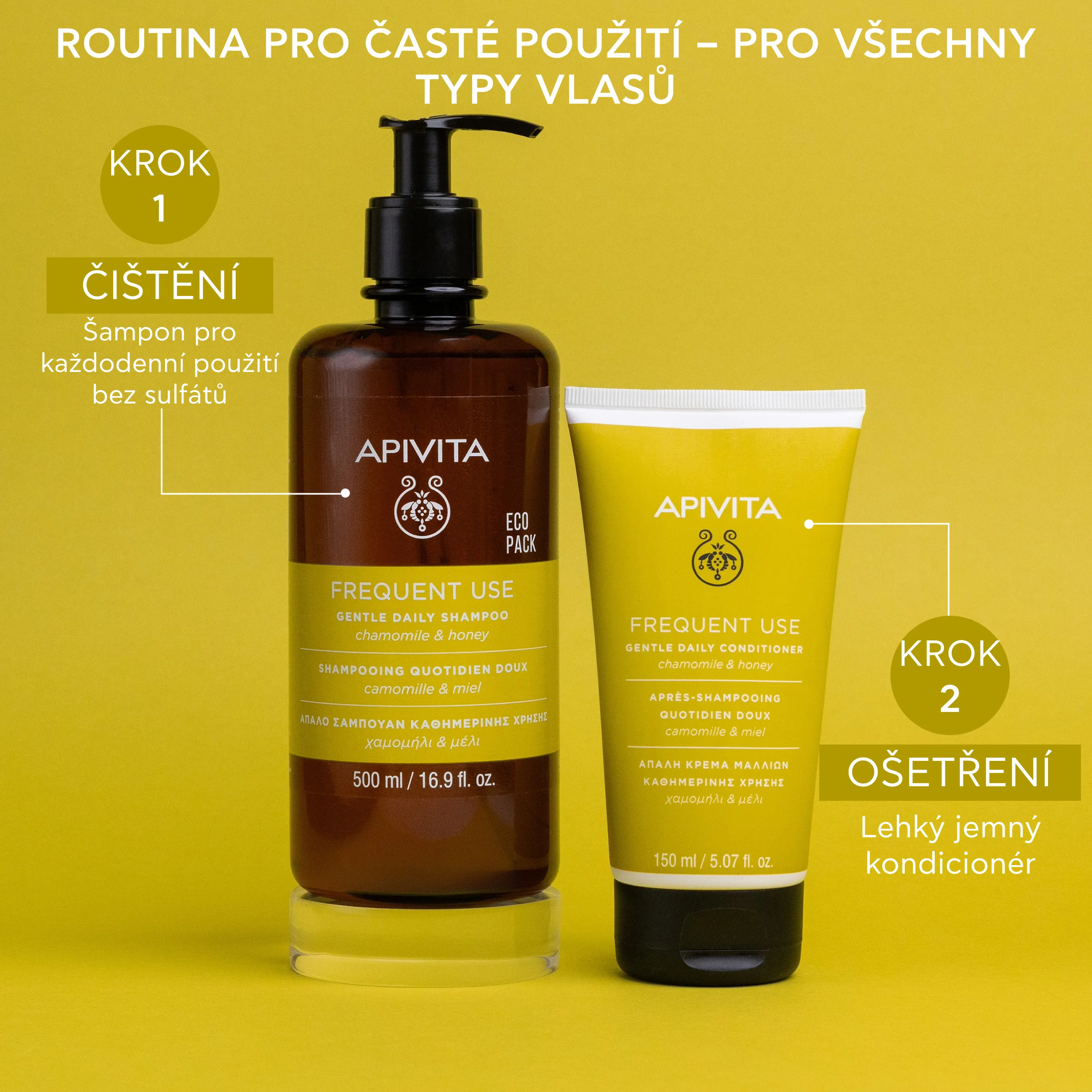 APIVITA Frequent Use jemný šampon pro každodenní použití 500 ml