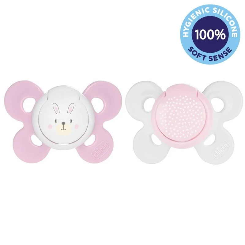 Chicco Dudlík Physio Comfort silikonový 2-6m dívka - zajíček/tečky 2 ks