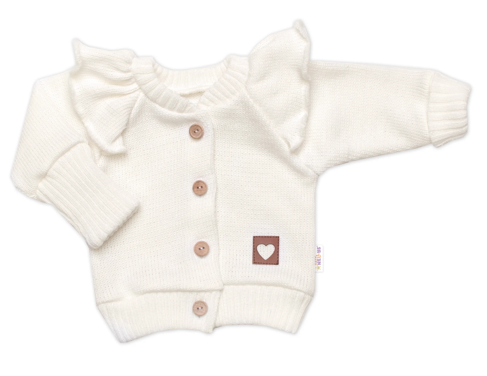 Baby Nellys Rostoucí pletená sada 4D Girl s volánkem Love, smetanová