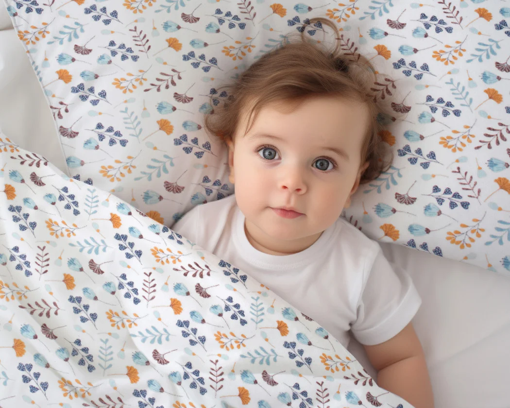 Baby Nellys Povlečení do postýlky, 2D sada flanel - Louka, modrá/bílá