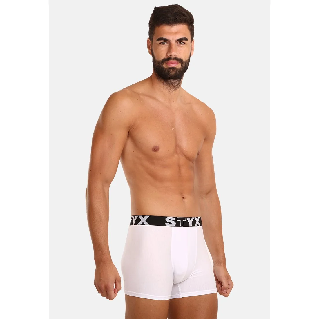 Styx Pánské boxerky long sportovní guma bílé (U1061) XL