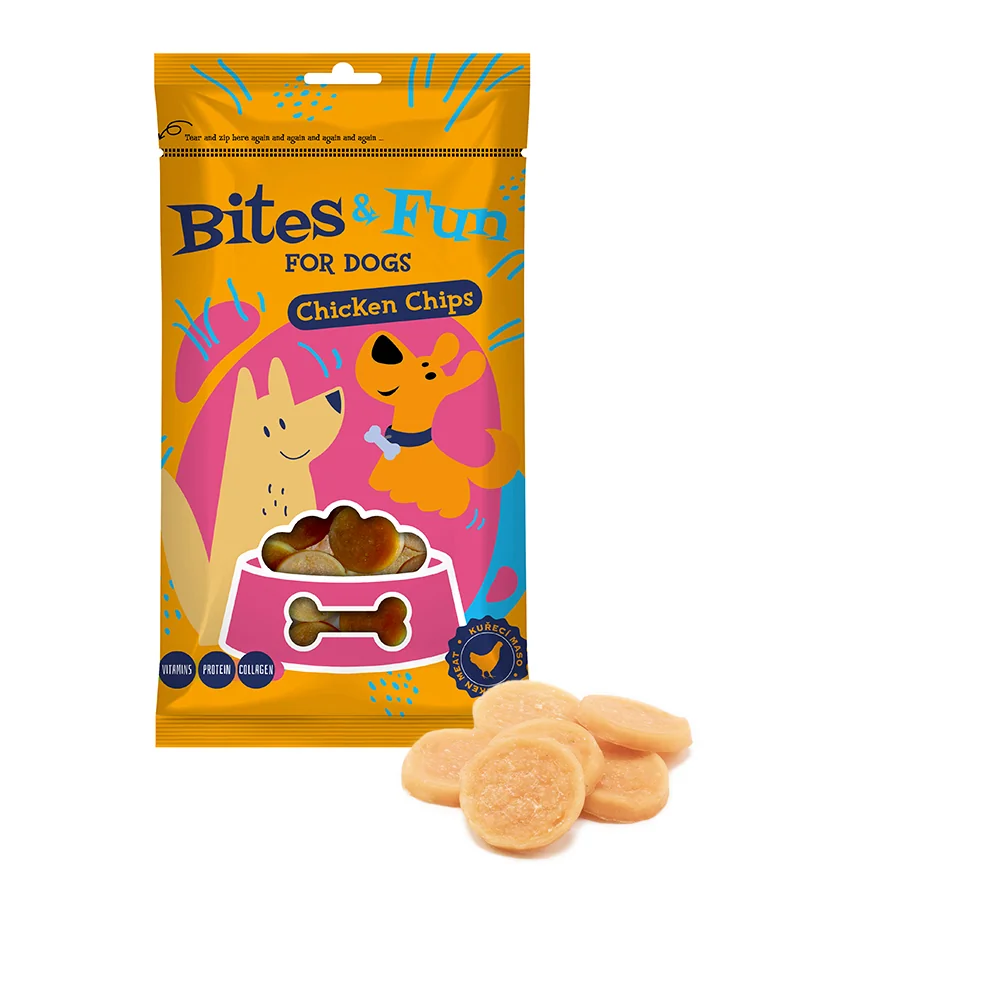 Akinu BITES & FUN Kuřecí chipsy pamlsek pro psy 10 x 85 g