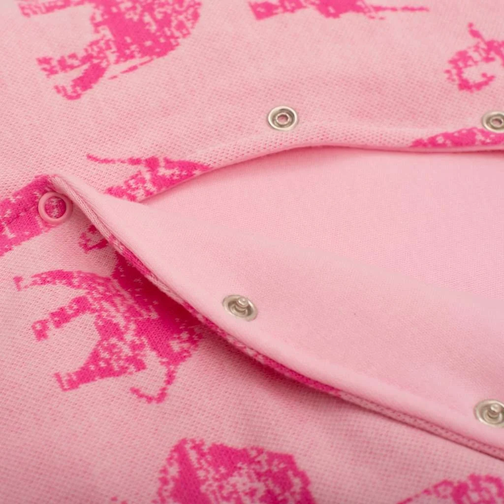 Baby Service Zateplená kojenecká kombinéza s kapucí Sloni růžová, vel. 68 (4-6m)