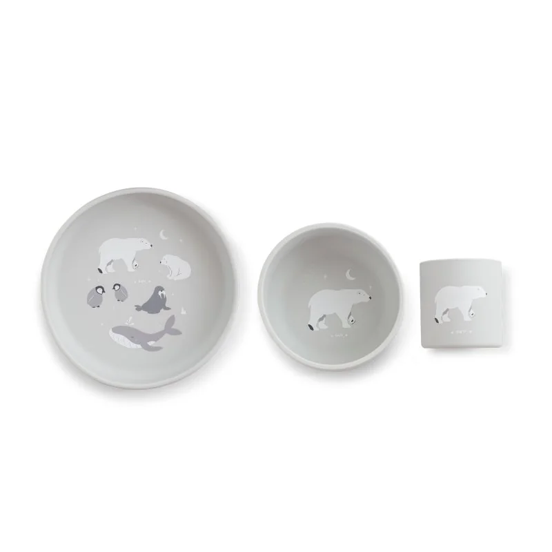 Saro Baby silikonová jídelní sada Polaris Grey 