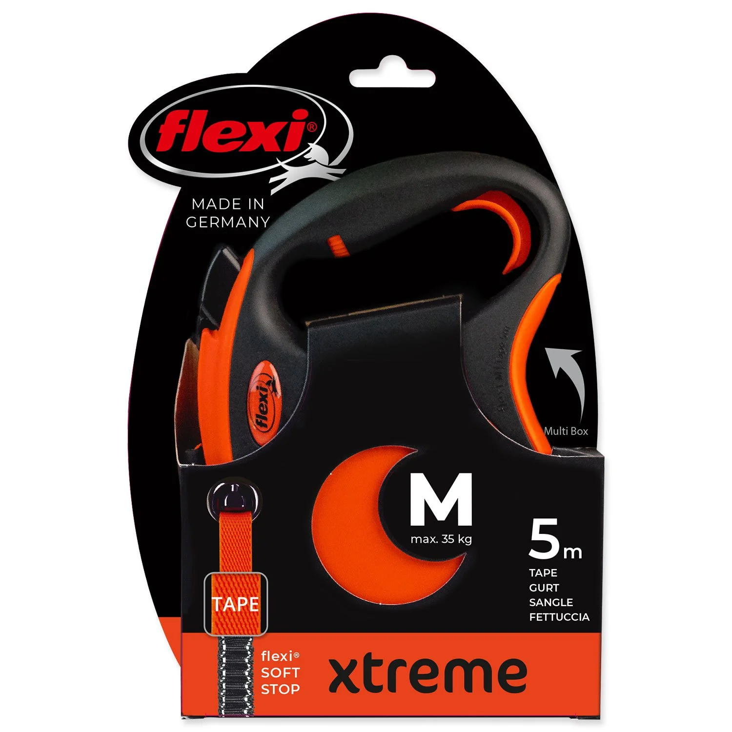 Flexi Vodítko Xtreme páska M oranžové 5m