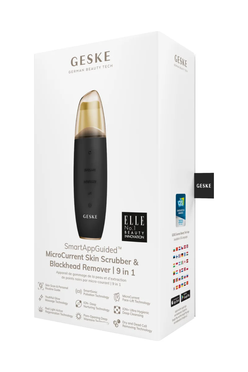 GESKE Microcurrent Skin Scrubber&Blackhead Remover 9in1 ultrazvuková špachtle gray