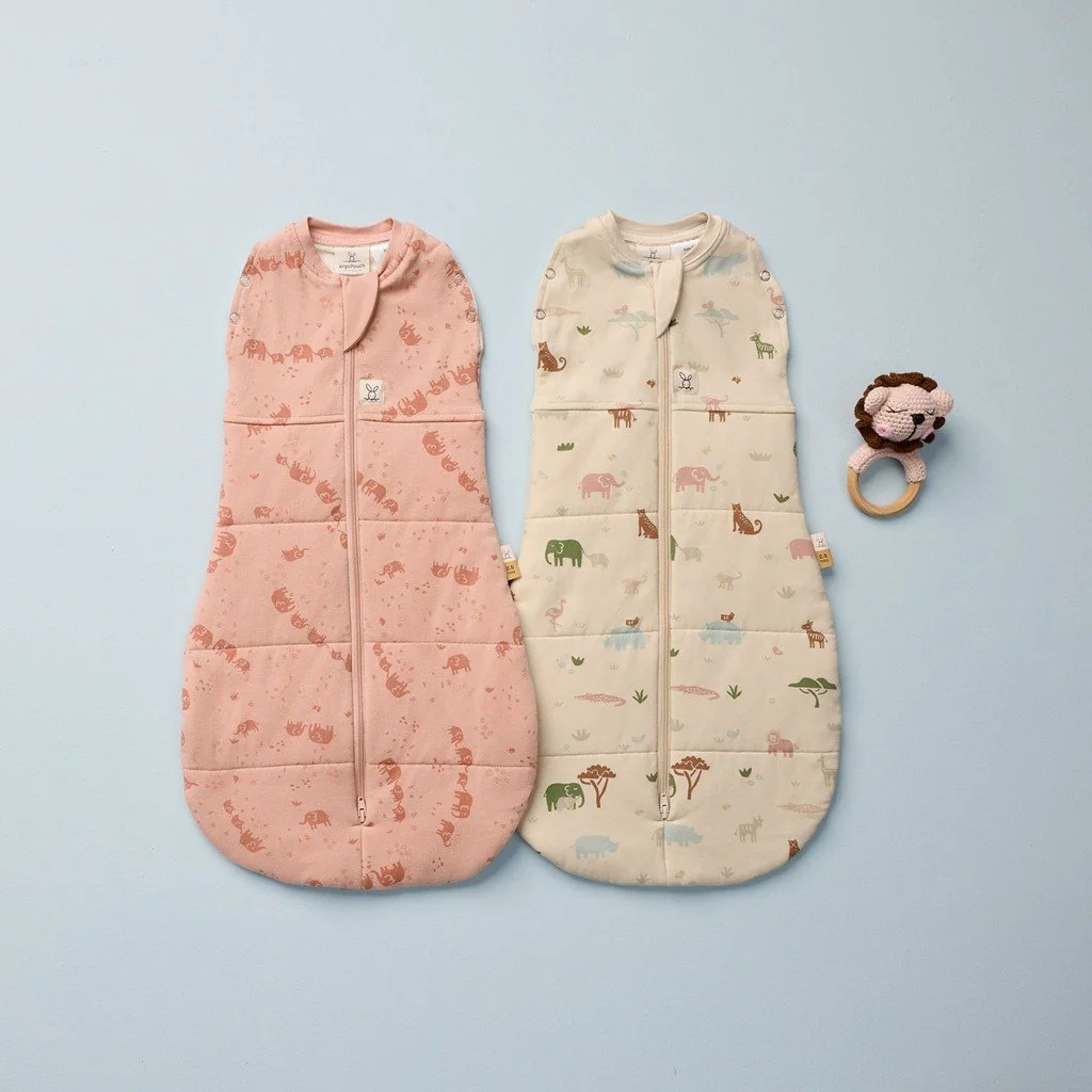 ergoPouch Zavinovačka a vak na spaní 2v1 Cocoon Elephant Parade 0-3 m, 3-6 kg, 2,5 tog