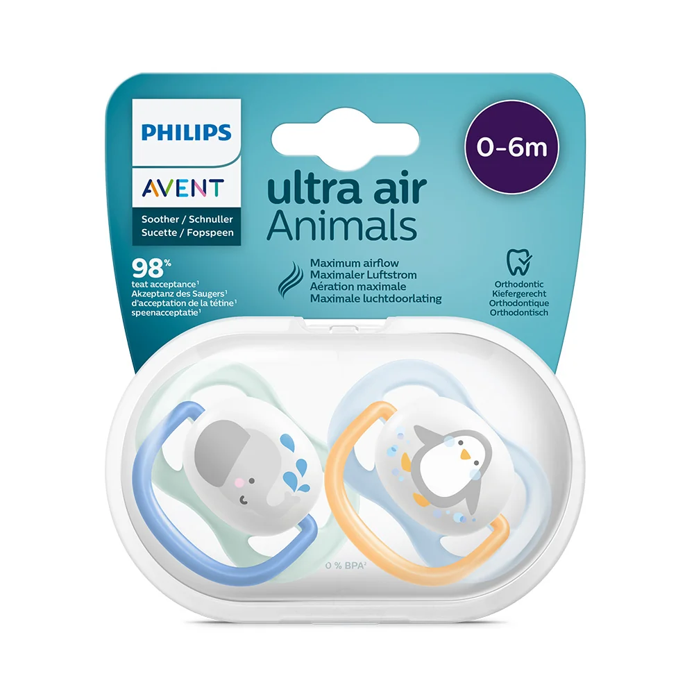 Philips Avent Šidítko Ultra Air 0–6m chlapec 2 ks zvířátko