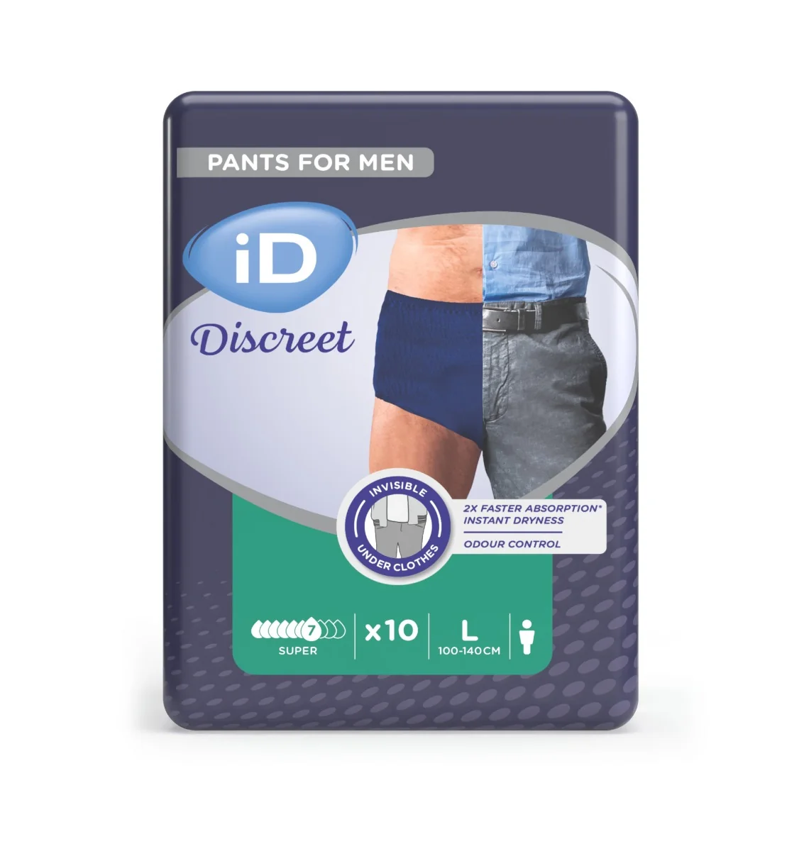 iD Discreet Pants for men Large Super absorpční kalhotky 10 ks modré