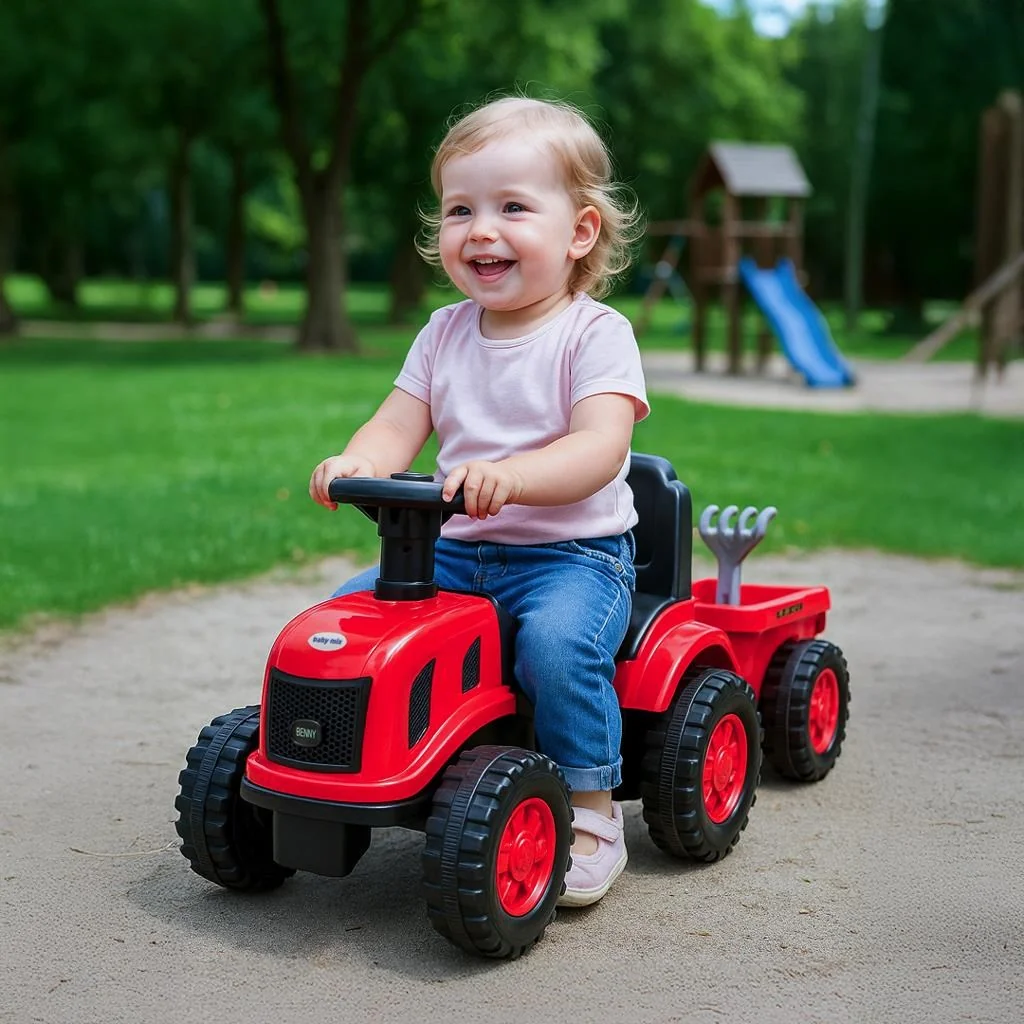 Baby Mix Dětské odrážedlo traktor s vlečkou Benny  červený