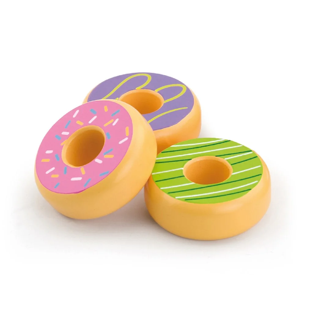 Viga Dětská dřevěná hračka sada 6 dřevěných donutů