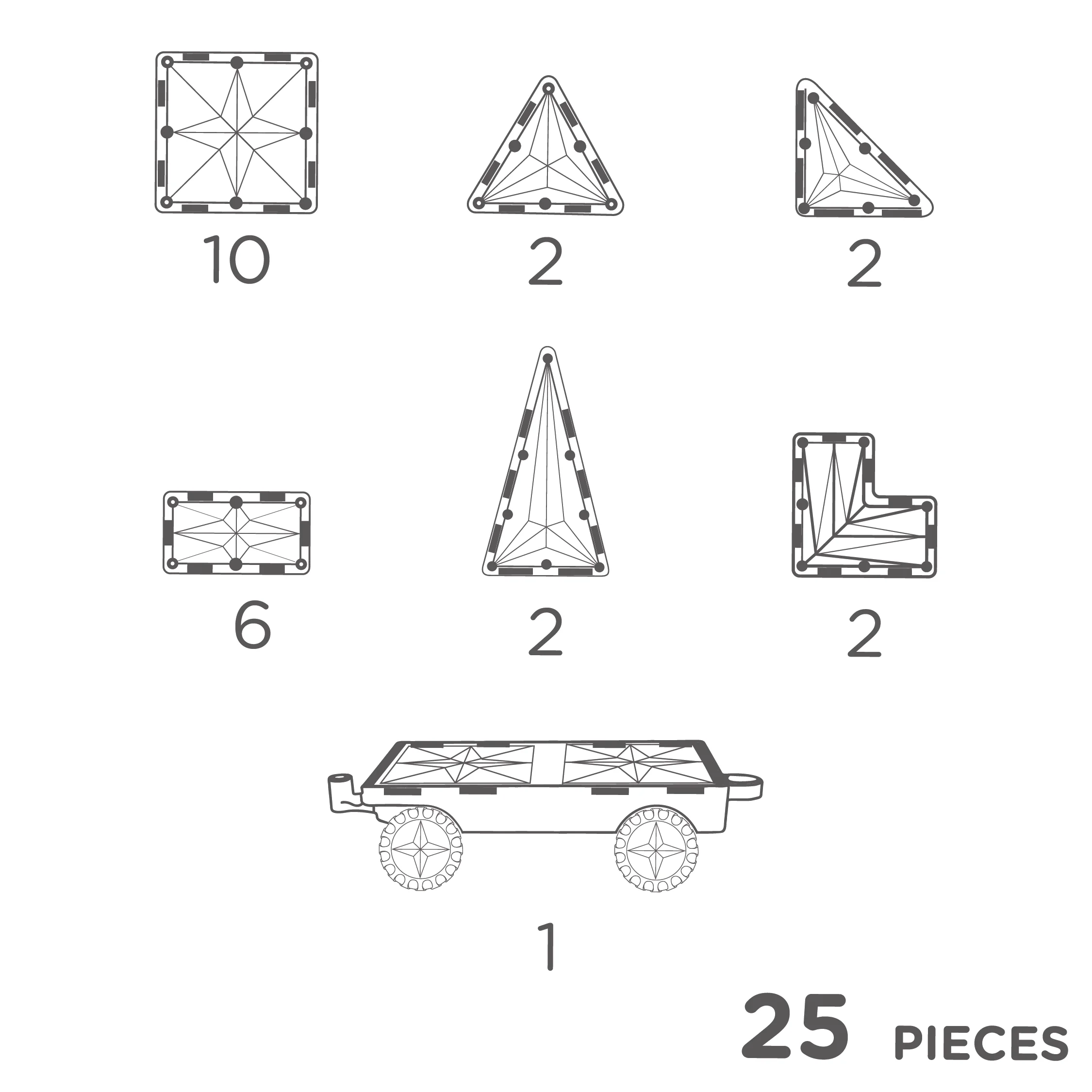 Cleverclixx Magnetická stavebnice Wheels Pack Intense - 25 ks