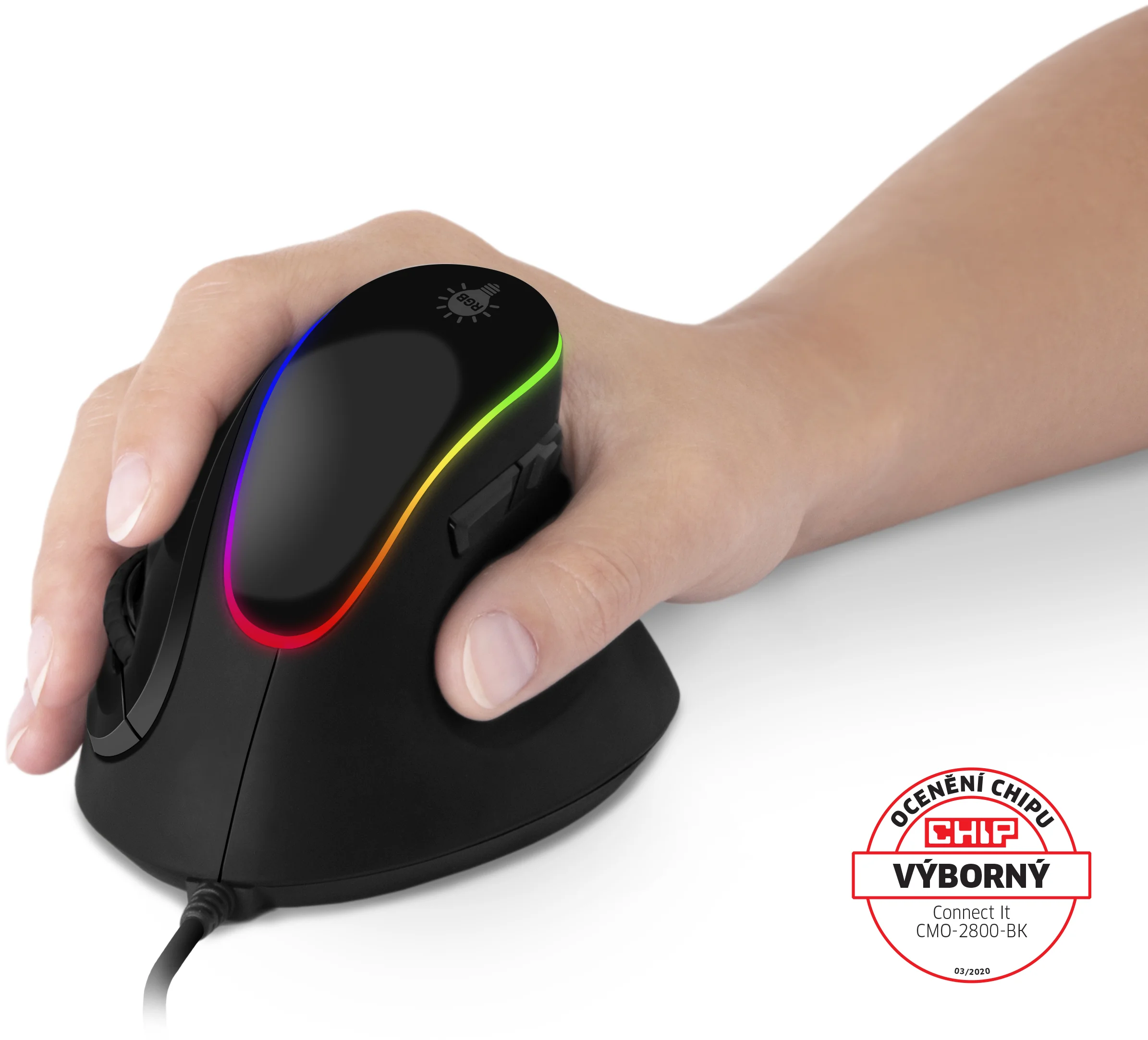 Connect IT For health RGB Ergonomická vertikální myš drátová černá