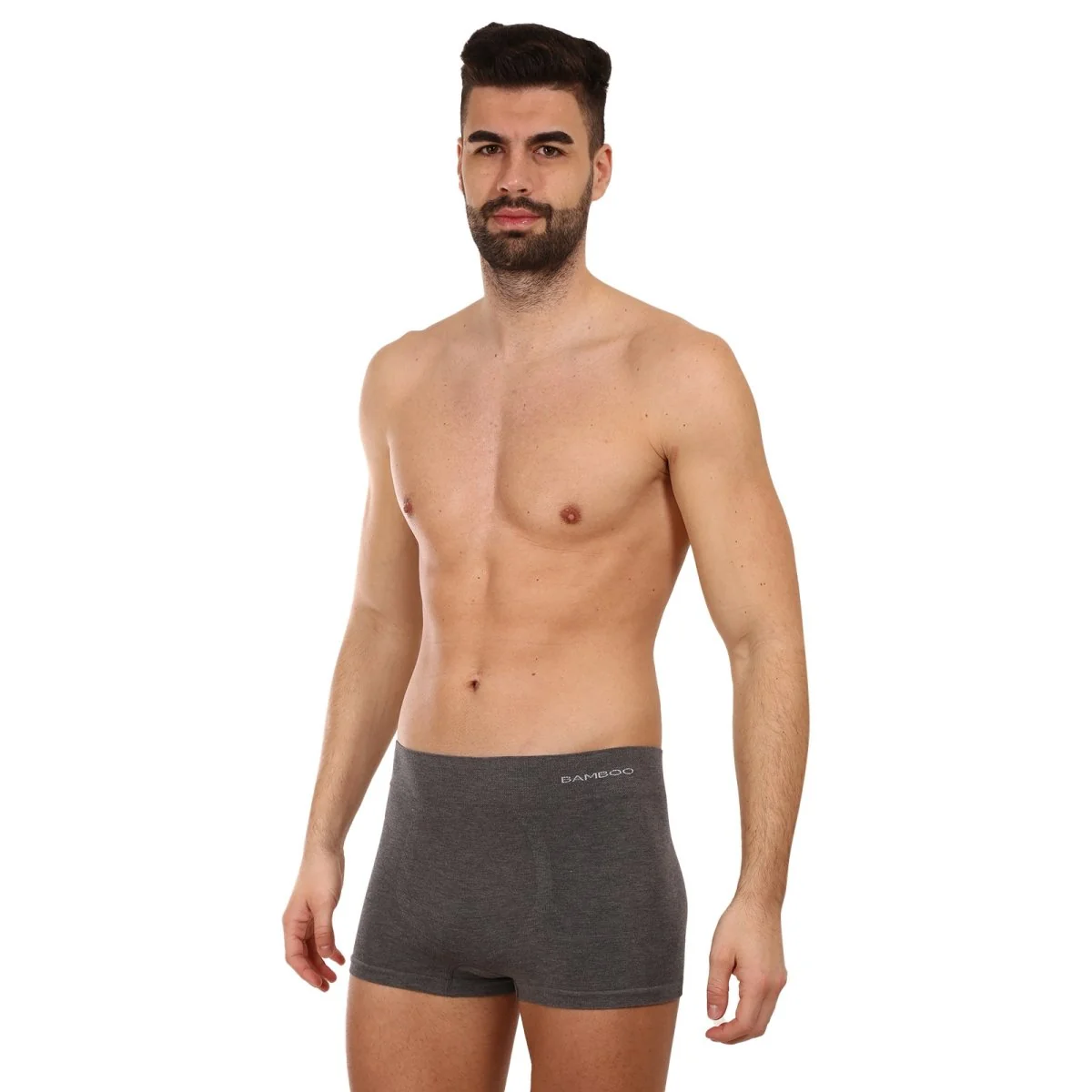 Gino Pánské boxerky bezešvé bambusové šedé (53005) XL