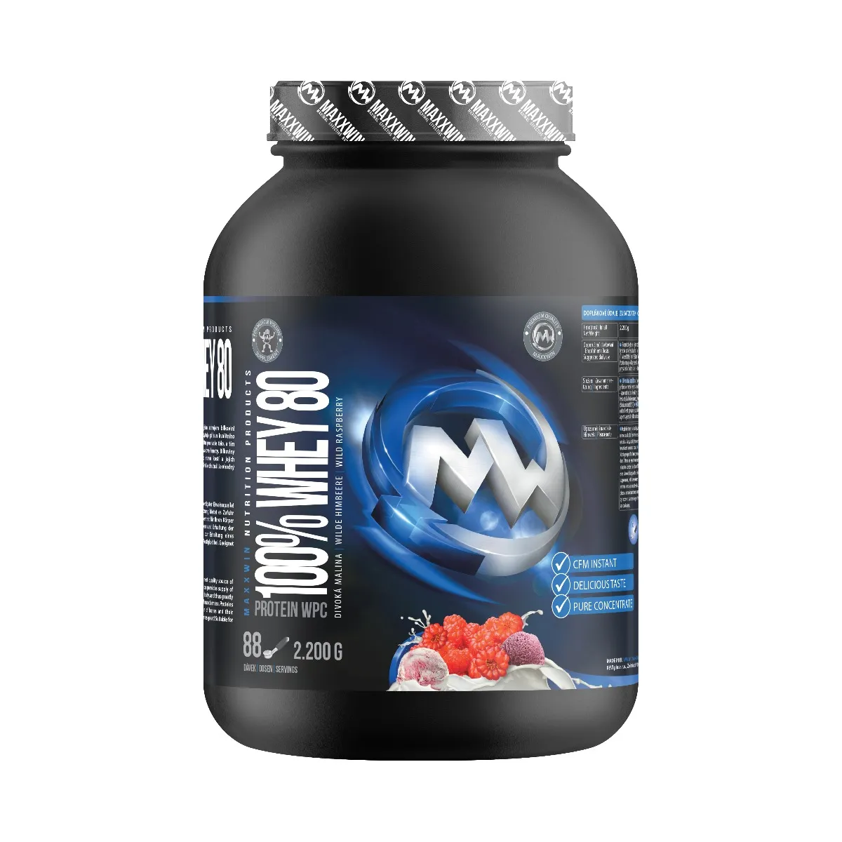 MAXXWIN 100% WHEY 80 divoká malina 2200 g