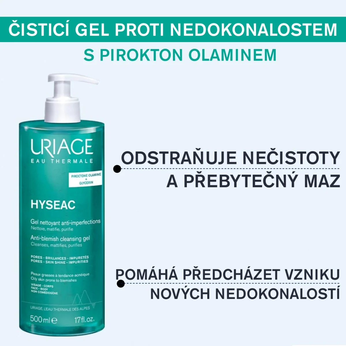 Uriage Hyséac Čisticí gel proti nedokonalostem 500 ml
