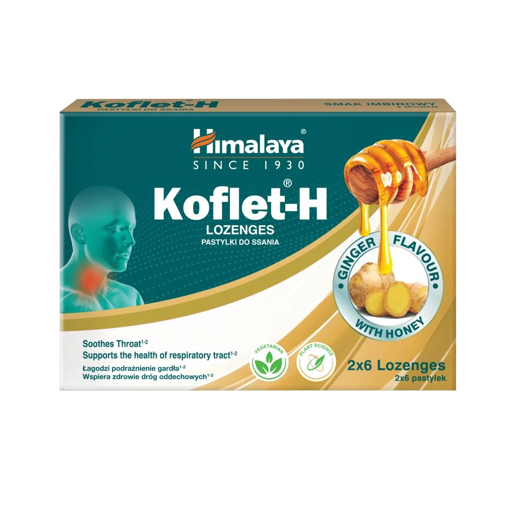 Himalaya Herbals Koflet-H Ginger pastilky s medem 12 ks