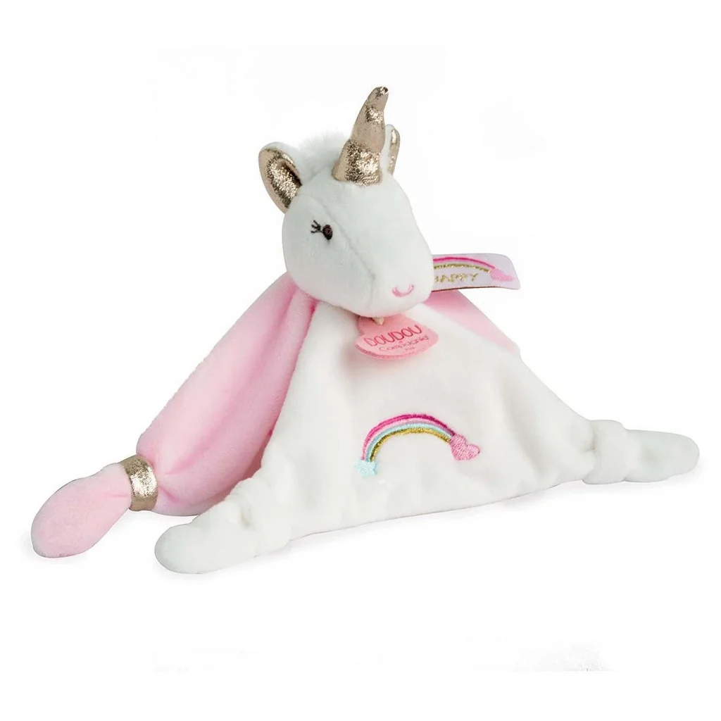 Doudou et Compagnie Paris Dárková sada - plyšový muchláček jednorožec růžový 20 cm