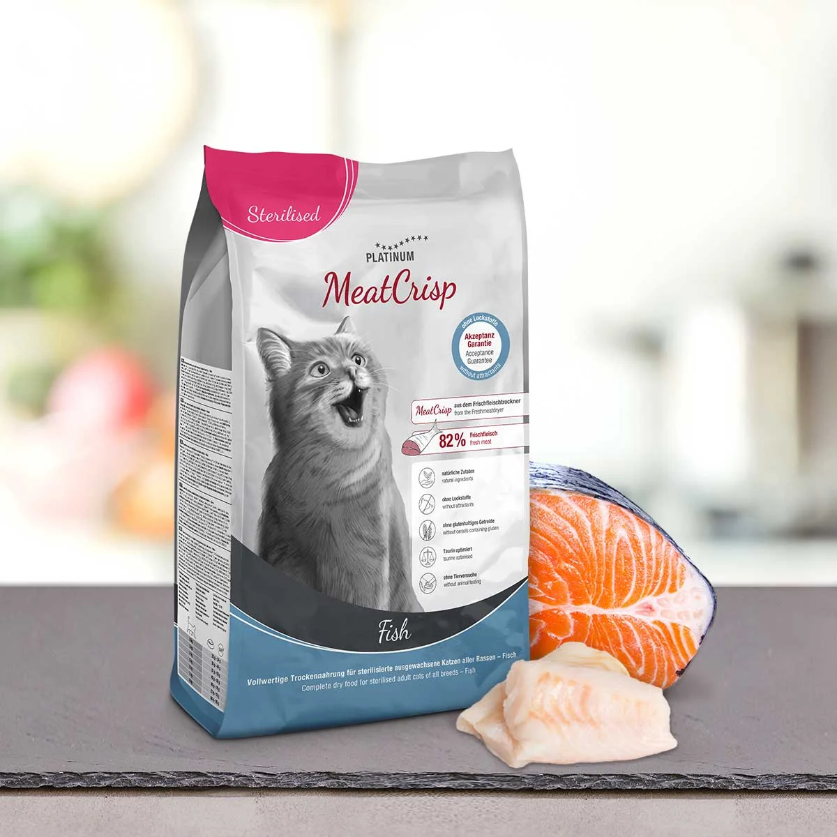 Platinum MeatCrisp Sterilised Fish - Ryba pro kastrované kočky 1,5 kg 