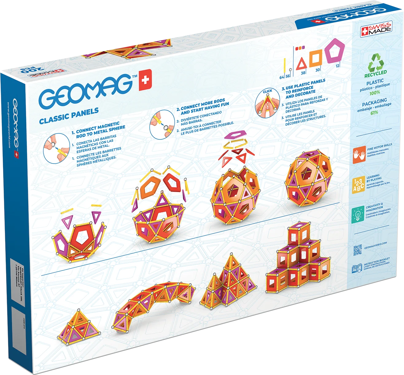 Geomag Classic Panels magnetická stavebnice 200 dílků