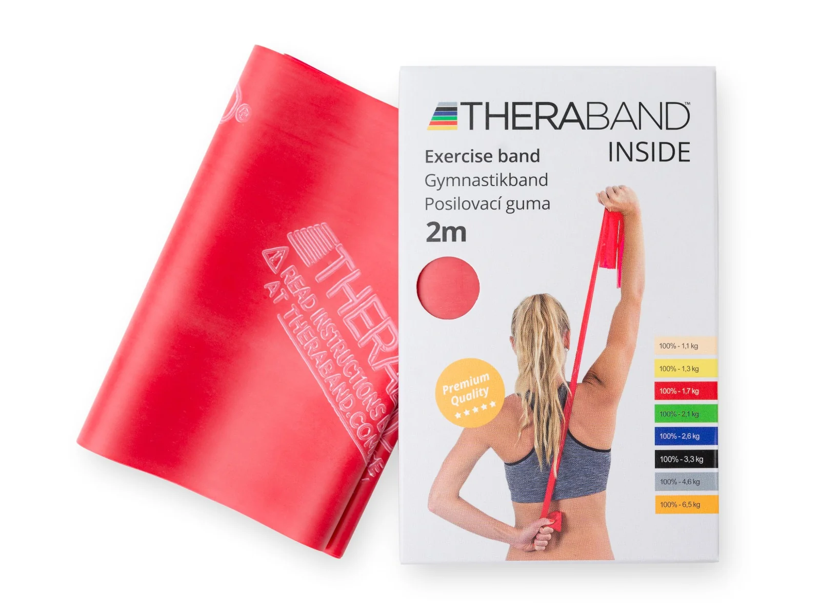 Thera-Band Posilovací guma středně silná 2 m červená