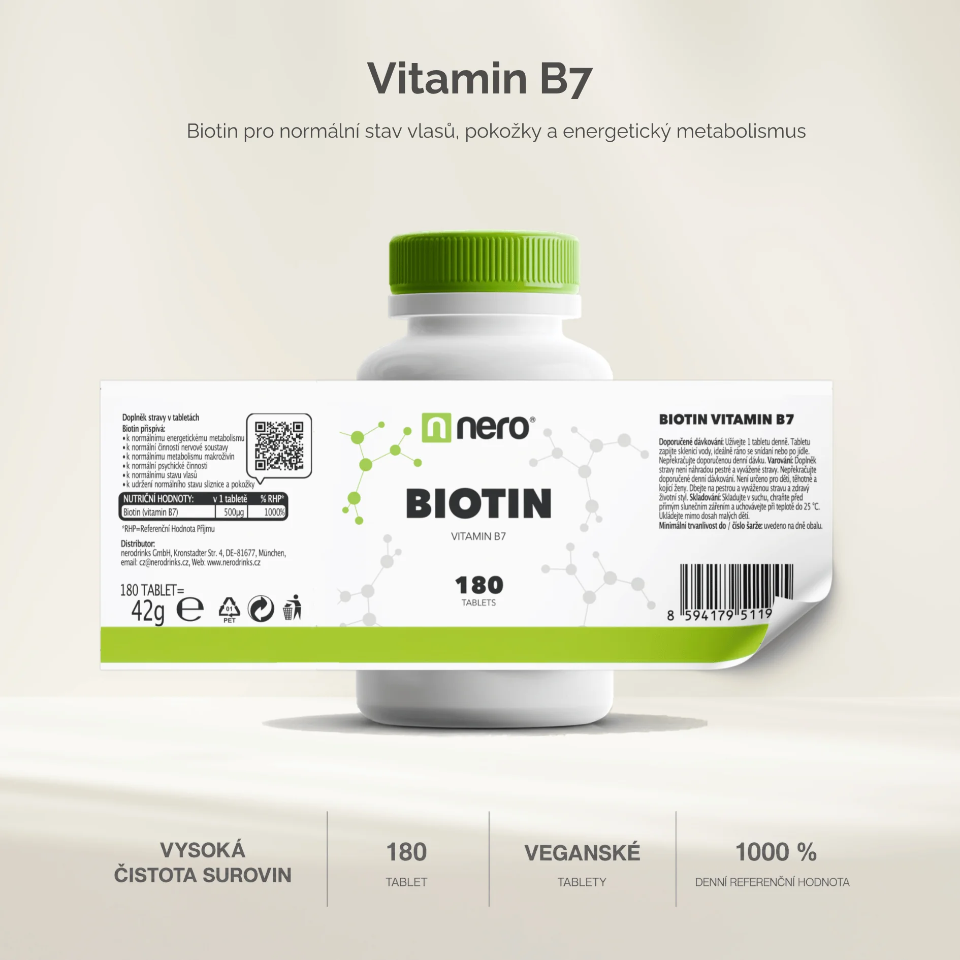 NERO Vitamin B7 Biotin Premium 180 tablet