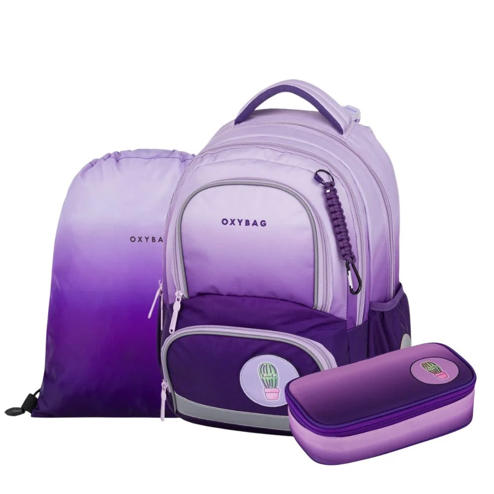 Oxybag OXY NEXT - školní set Purple 3 ks: batoh, penál, sáček batoh, penál, sáček