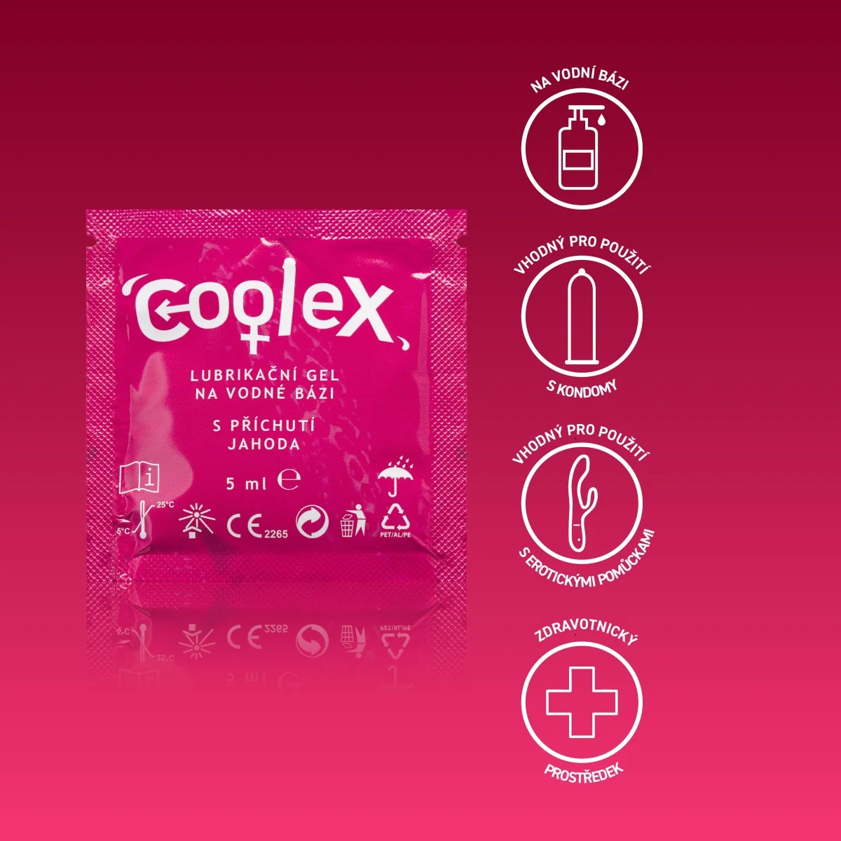 Coolex Lubrikační gel na vodní bázi jahoda 20x5 ml