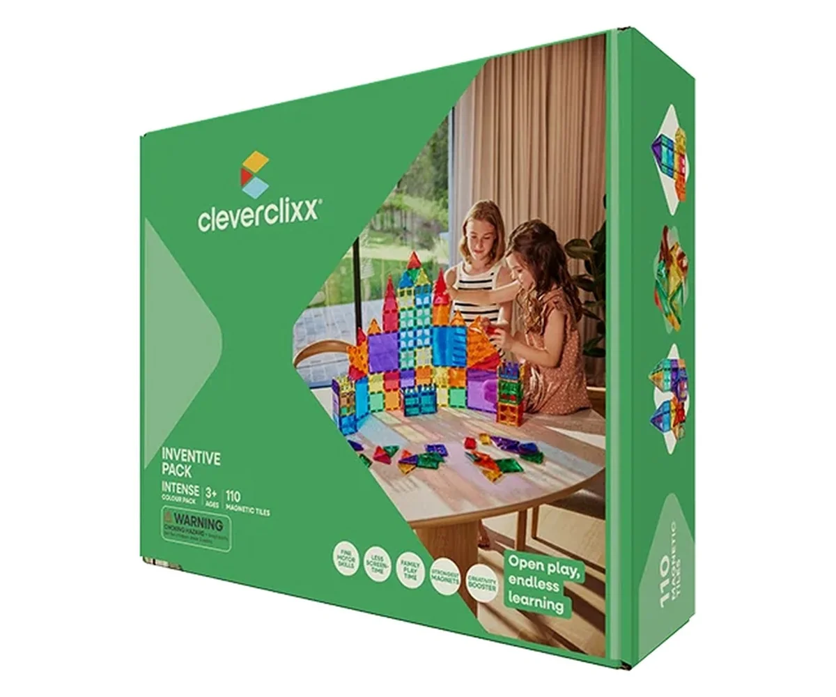Cleverclixx Magnetická stavebnice Inventive sada Intense - 110 ks