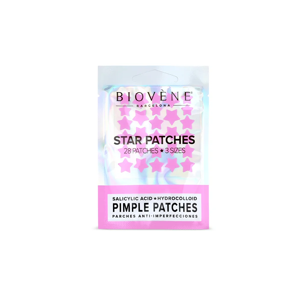 BIOVÉNE Pimple Patches hvězdičkové náplasti na nedokonalosti 28 ks růžové