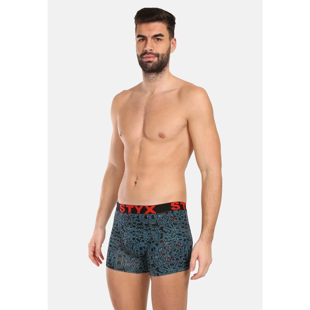 Styx Pánské boxerky long art sportovní guma doodle (U1256/2) XXL