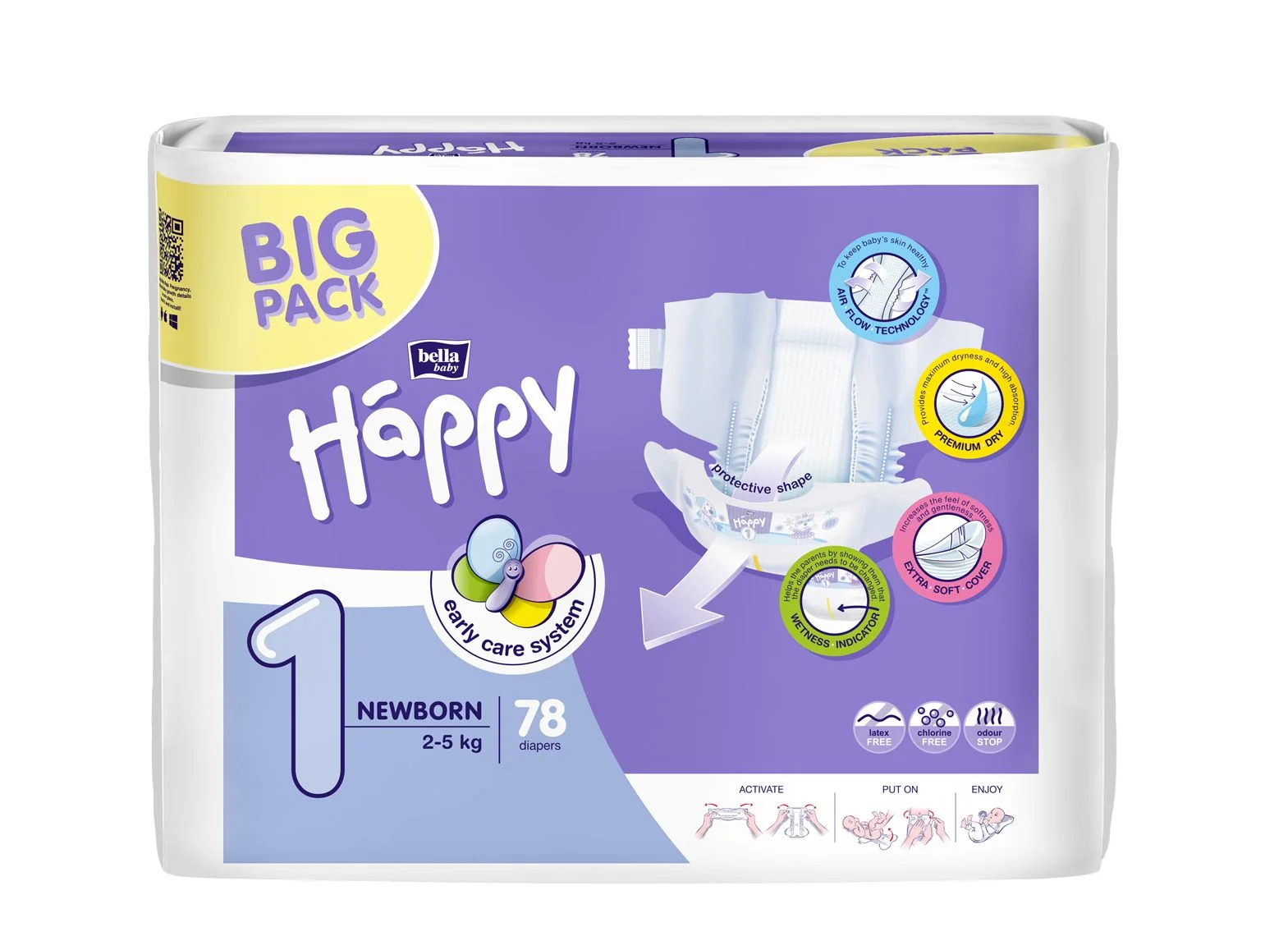 Bella Newborn 2-5 kg dětské plenky 78 ks