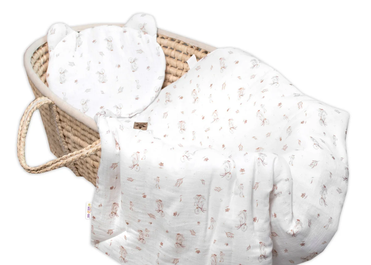 Baby Nellys Mušelínová sada GOOSE Teddy 30x35cm, 70x100cm, 2D, , bílá, Husičky