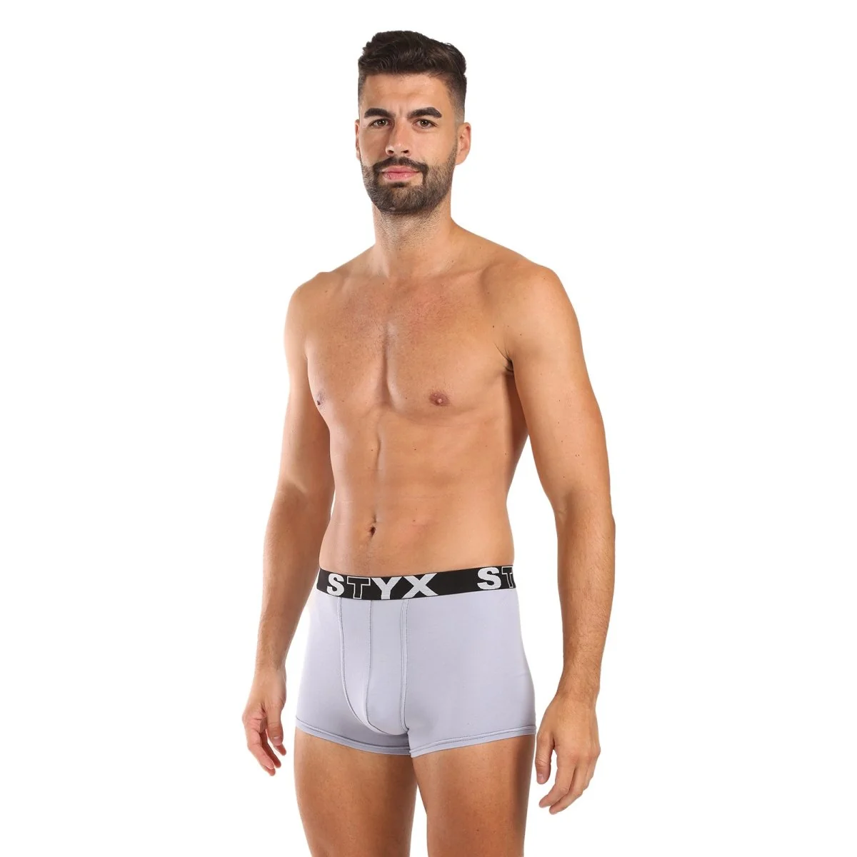 Styx Pánské boxerky sportovní guma světle šedé (G1062) S