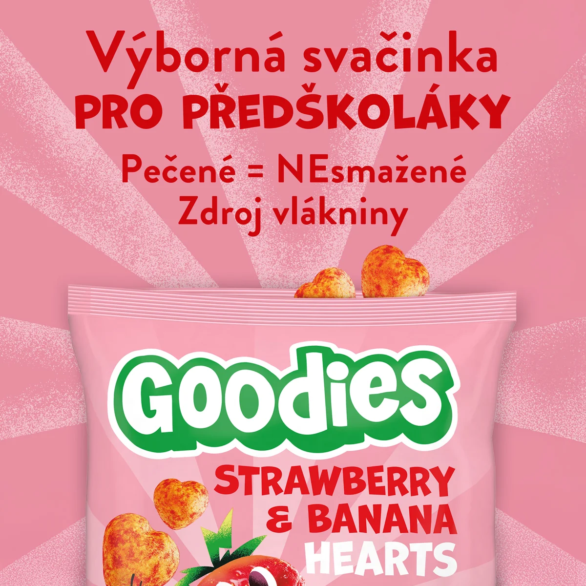 Goodies Křupky Srdíčka Banán a jahoda 30 g