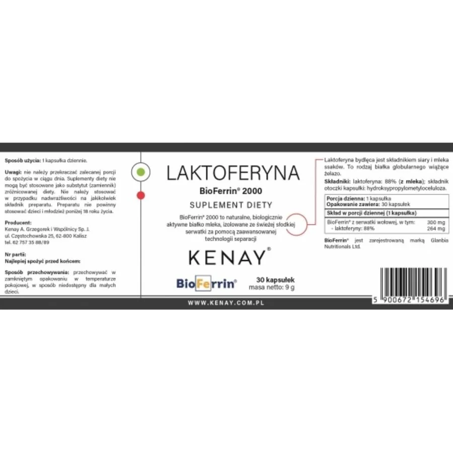 Kenay Laktoferin BioFerrin 2000 30 kapslí