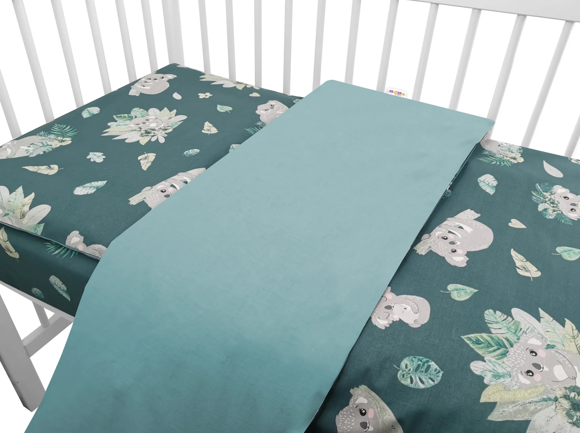 Baby Nellys 2-dílné bavlněné povlečení, Tropical Koala - zelená,