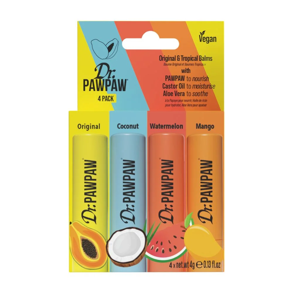Dr. PAWPAW Twist Up Multipack sada balzámů na rty s příchutí 4x4 g