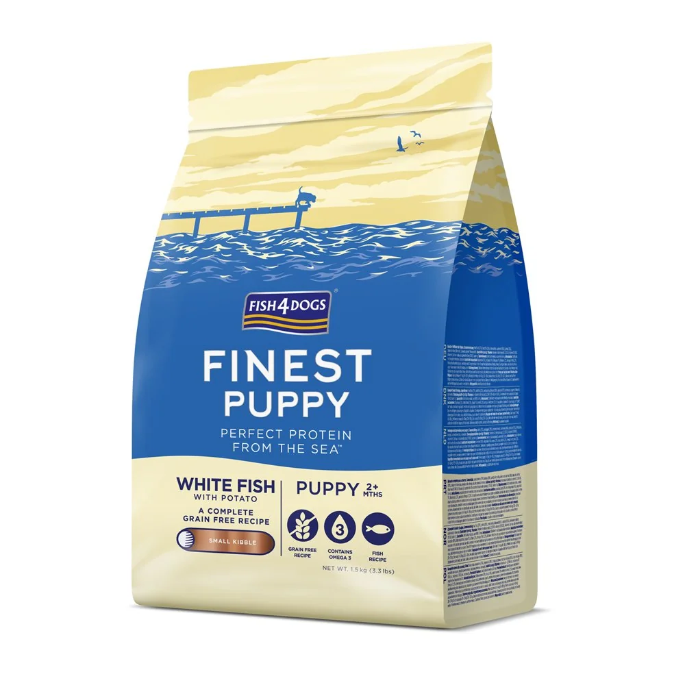 Fish4Dogs Granule malé pro štěňátka Finest bílá ryba s bramborami 1,5 kg, 2m+