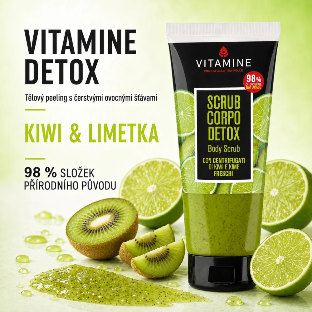 Vitamine Detox Kiwi a limetka tělový peeling 200 ml