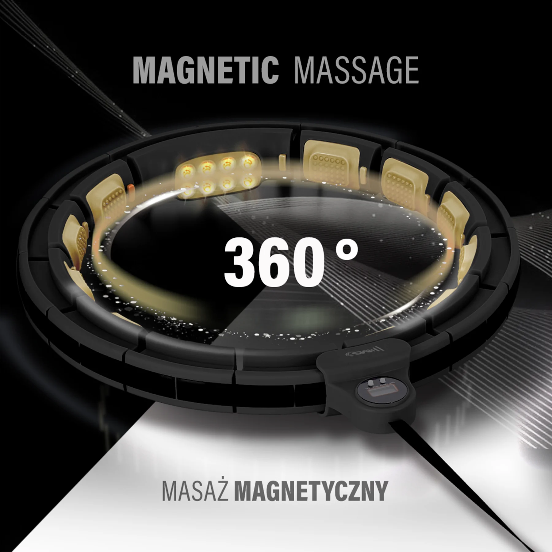 HMS Masážní hula hoop HHM13 se závažím, magnety a počítadlem černá