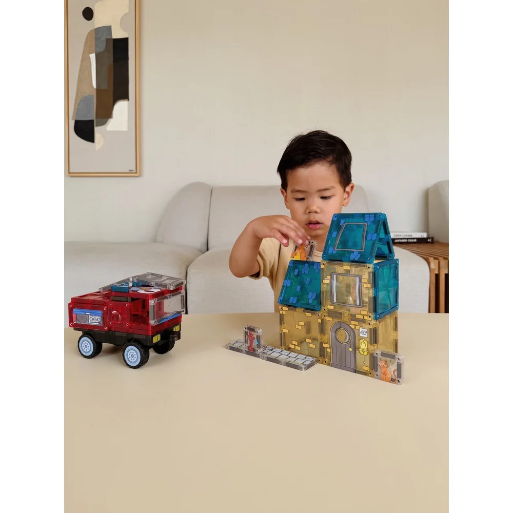 Cleverclixx Magnetická stavebnice Fire Rescue Pack Intense - 39 ks