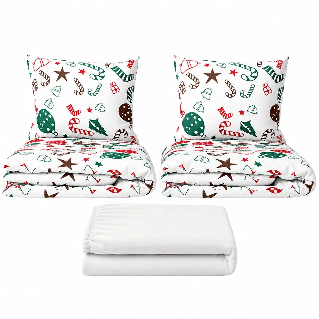 Povlečeme vše Set dvoulůžko Baňky - 2x povlečení, prostěradlo 180x200 cm (030) bílá