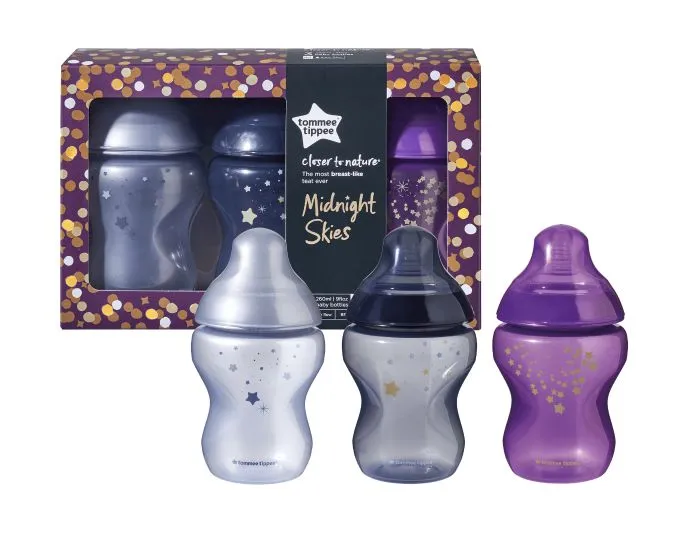 Tommee Tippee Láhev Midnight Skies 0m+ 260 ml dárková sada 3 ks