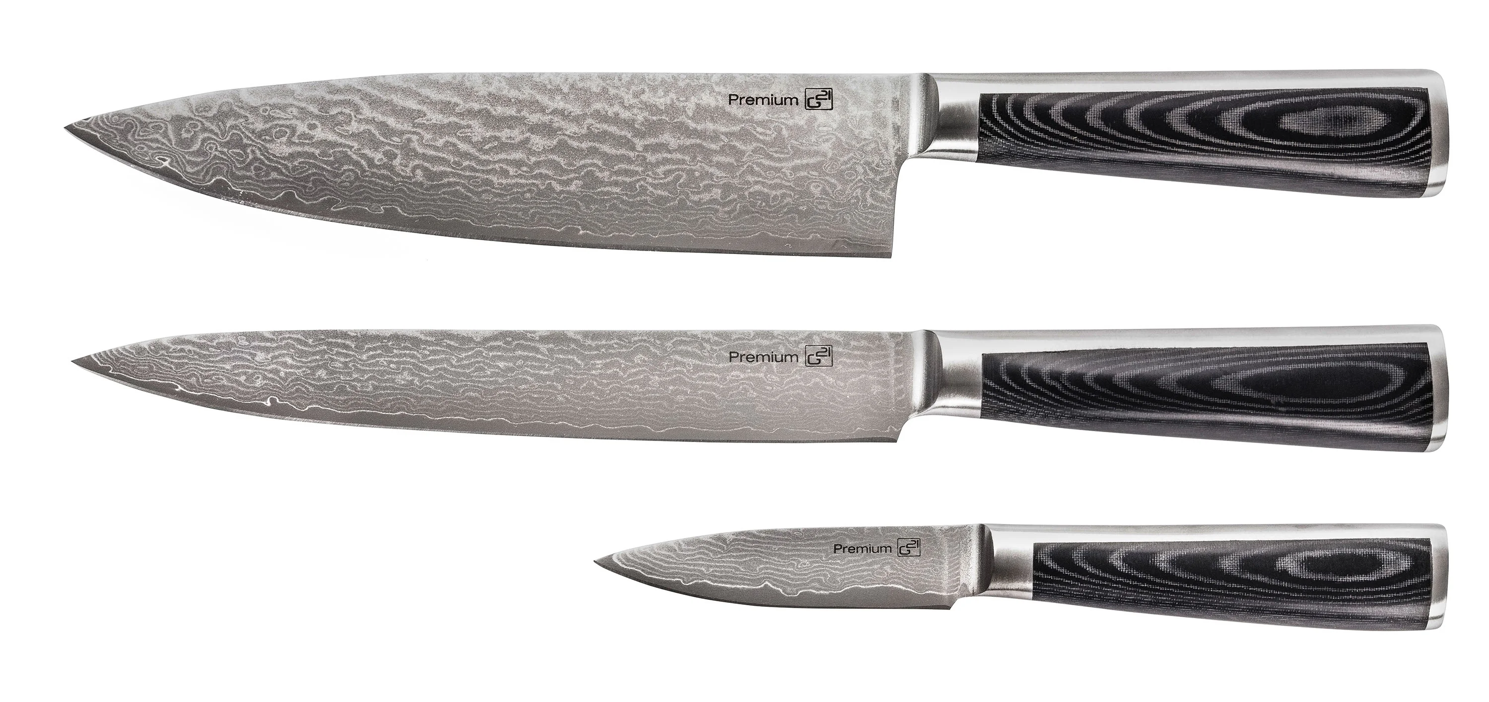 G21 Sada nožů Damascus Premium Box, 3 ks
