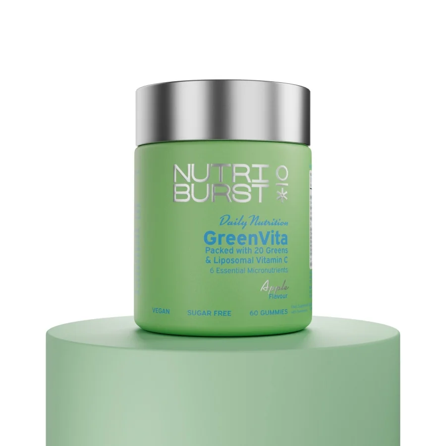 Nutriburst GreenVita gummies s vitamíny C, D3, zinkem a superpotravinami 60 ks jablko