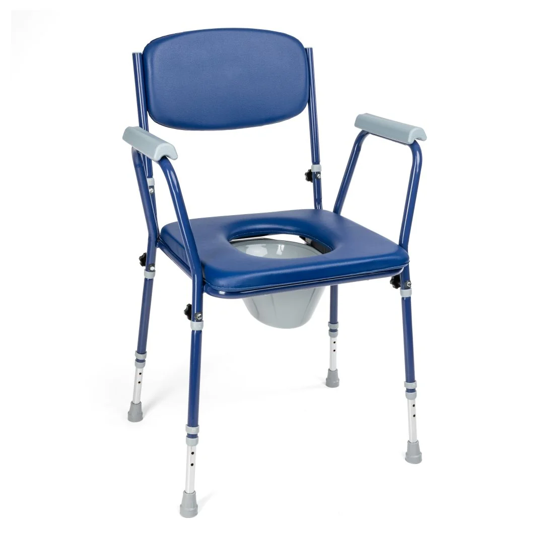 TIMAGO Toaletní křeslo výškově nastavitelné BLUE skládací